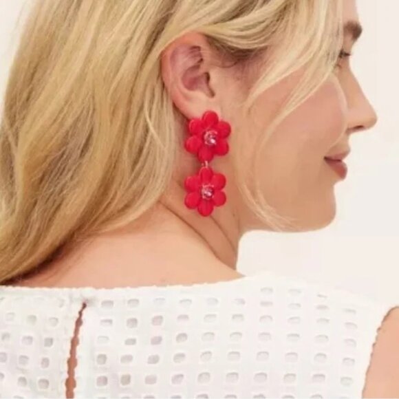 NEW kate spade x Target Holiday Red Linear Floral Earrings NEW in BOX - Picture 3 of 5
